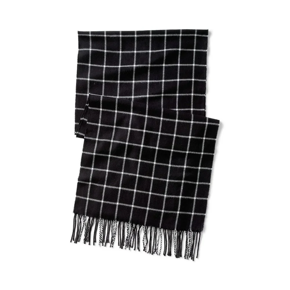 Lands' End black grid scarf NWT
